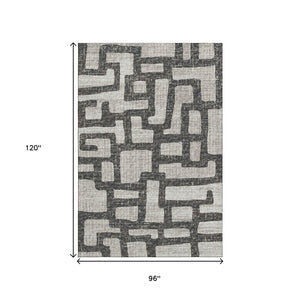 HomeRoots 8' X 10' Gray And Ivory Abstract Washable Area Rug - Durable, Stain Resistant, UV Protected Design 644842