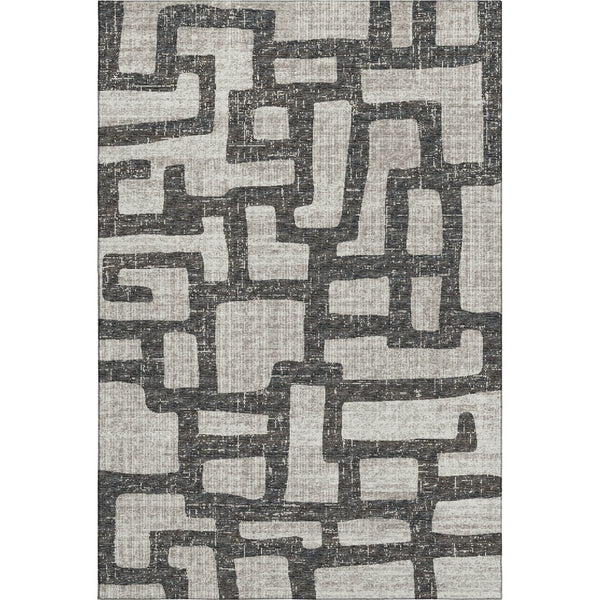 HomeRoots 8' X 10' Gray And Ivory Abstract Washable Area Rug - Durable, Stain Resistant, UV Protected Design 644842