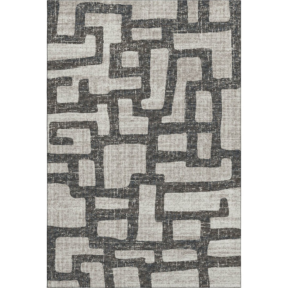 HomeRoots 9' X 12' Gray and Ivory Abstract Area Rug - Washable, UV-Protected, Durable for Busy Homes 644843