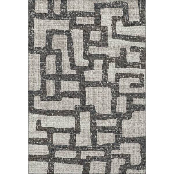 HomeRoots 10' X 14' Gray And Ivory Abstract Rug - Washable, Stain-Resistant, UV Protected for Busy Homes 644844