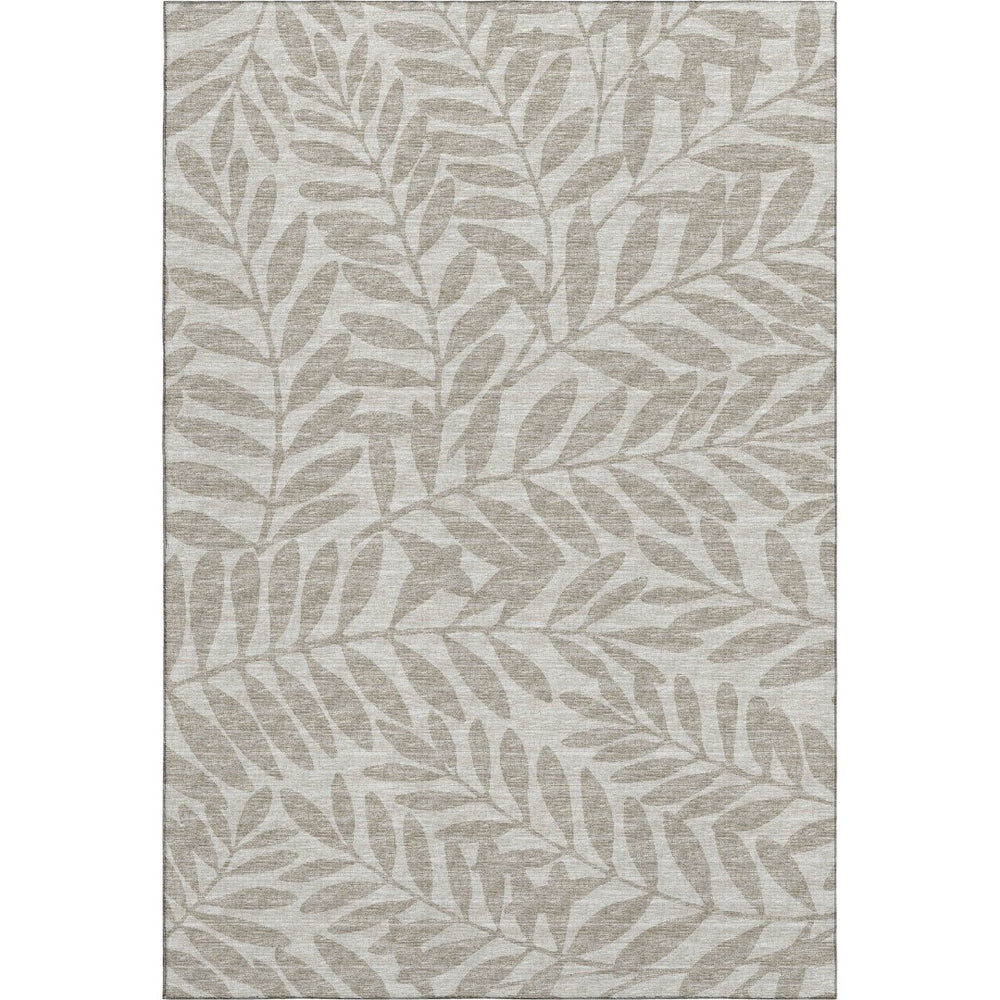HomeRoots 5' X 8' Botanical Leaves Area Rug - Stain Resistant, UV Protected, Washable for Modern Living Spaces 644846