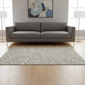 HomeRoots 5' X 8' Botanical Leaves Area Rug - Stain Resistant, UV Protected, Washable for Modern Living Spaces 644846