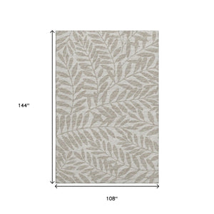 HomeRoots 9' X 12' Washable Botanical Leaves Area Rug - Durable, UV Protected, Perfect for Homes with Kids & Pets! 644849