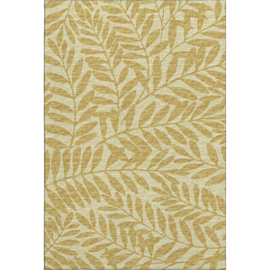 HomeRoots 8' X 10' Gold and Ivory Botanical Leaves Area Rug - Washable, UV-Protected & Stylish for Any Space 644854