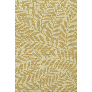 HomeRoots 10' X 14' Gold And Ivory Botanical Leaves Area Rug – Washable, UV-Protected, Durable for Families! 644856