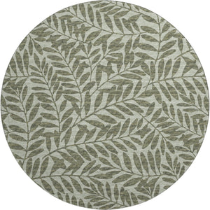 HomeRoots 8' Washable Fern Green and Ivory Botanical Area Rug with UV Protection – Perfect for Busy Homes! 644859