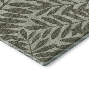 HomeRoots 8' Washable Fern Green and Ivory Botanical Area Rug with UV Protection – Perfect for Busy Homes! 644859