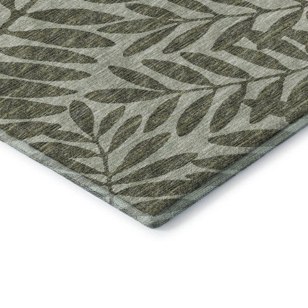 HomeRoots 8' Washable Fern Green and Ivory Botanical Area Rug with UV Protection – Perfect for Busy Homes! 644859