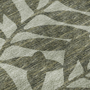 HomeRoots 8' Washable Fern Green and Ivory Botanical Area Rug with UV Protection – Perfect for Busy Homes! 644859