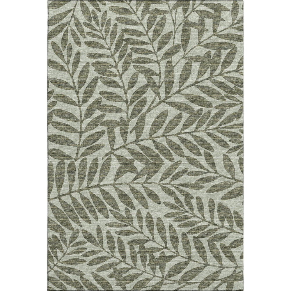 HomeRoots 10' X 14' Fern Green Botanical Area Rug - Washable, UV Protected, Stain-Resistant for Any Room 644862