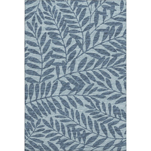 HomeRoots 9' X 12' Blue & Ivory Botanical Leaves Area Rug - Washable, UV-Protected, Stain-Resistant Beauty! 644867