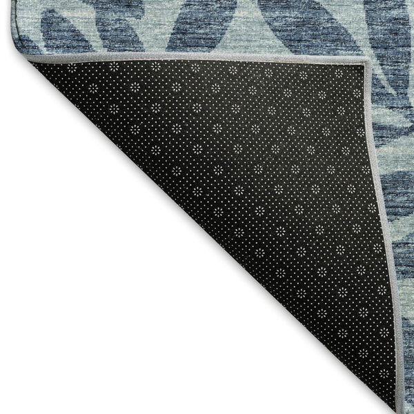 HomeRoots 9' X 12' Blue & Ivory Botanical Leaves Area Rug - Washable, UV-Protected, Stain-Resistant Beauty! 644867