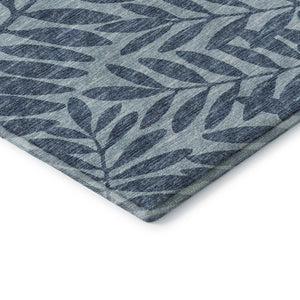 HomeRoots 9' X 12' Blue & Ivory Botanical Leaves Area Rug - Washable, UV-Protected, Stain-Resistant Beauty! 644867