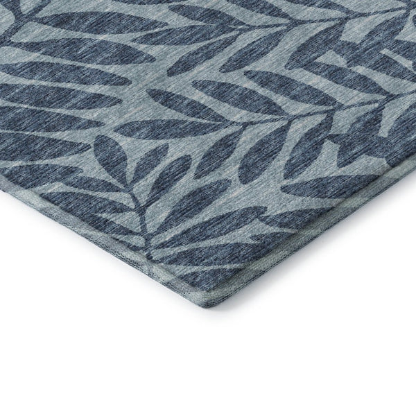 HomeRoots 9' X 12' Blue & Ivory Botanical Leaves Area Rug - Washable, UV-Protected, Stain-Resistant Beauty! 644867