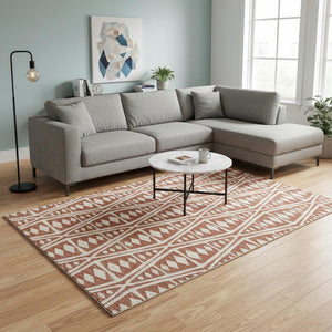 HomeRoots 8' X 10' Burnt Sienna Tribal Area Rug - Machine Washable, UV Protected, Stain Resistant, Durable Design 644884
