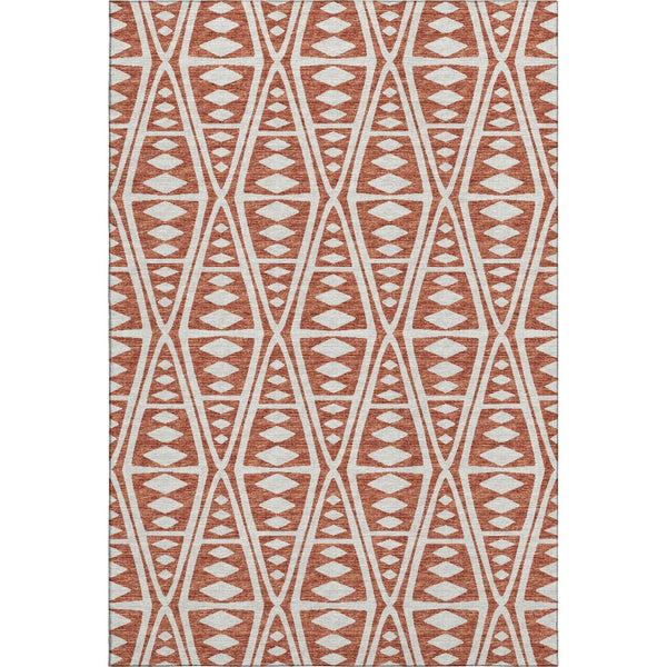 HomeRoots 8' X 10' Burnt Sienna Tribal Area Rug - Machine Washable, UV Protected, Stain Resistant, Durable Design 644884