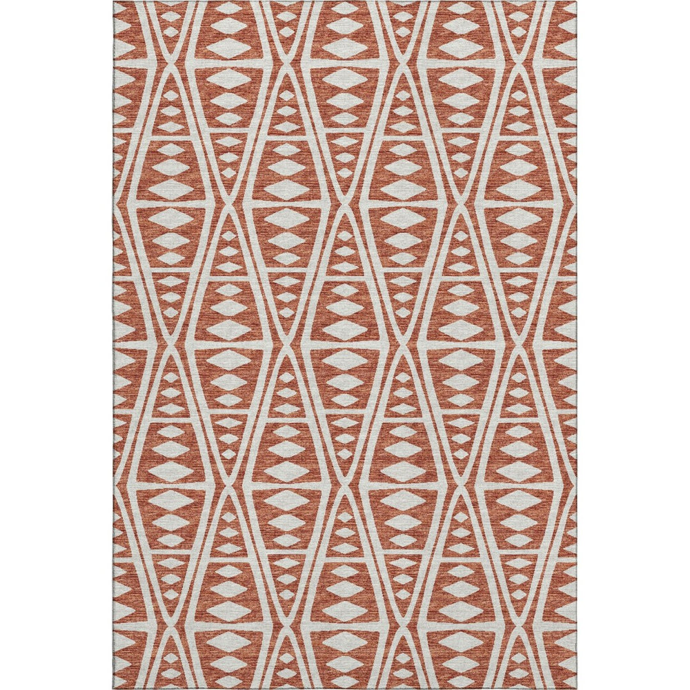 HomeRoots 10' X 14' Stylish Burnt Sienna Tribal Area Rug - Washable, UV Protected & Perfect for Busy Homes! 644886