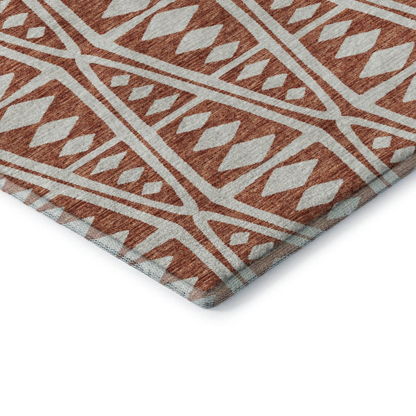 HomeRoots 10' X 14' Stylish Burnt Sienna Tribal Area Rug - Washable, UV Protected & Perfect for Busy Homes! 644886