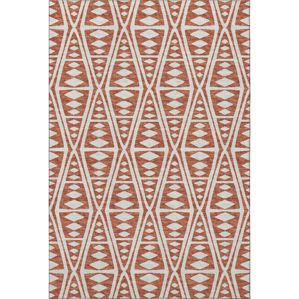 HomeRoots 10' X 14' Stylish Burnt Sienna Tribal Area Rug - Washable, UV Protected & Perfect for Busy Homes! 644886
