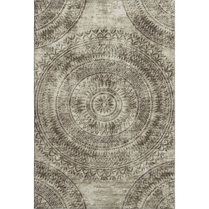 HomeRoots 8' X 10' Brown and Ivory Medallion Area Rug - Washable, Stain-Resistant, UV Protected Elegance 644896