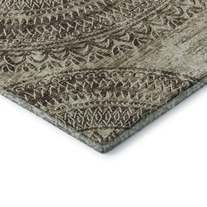 HomeRoots 8' X 10' Brown and Ivory Medallion Area Rug - Washable, Stain-Resistant, UV Protected Elegance 644896