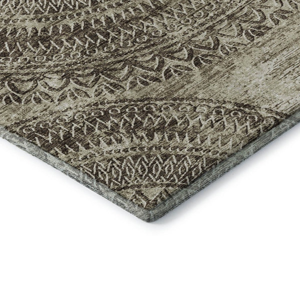 HomeRoots 8' X 10' Brown and Ivory Medallion Area Rug - Washable, Stain-Resistant, UV Protected Elegance 644896