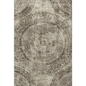 HomeRoots 8' X 10' Brown and Ivory Medallion Area Rug - Washable, Stain-Resistant, UV Protected Elegance 644896