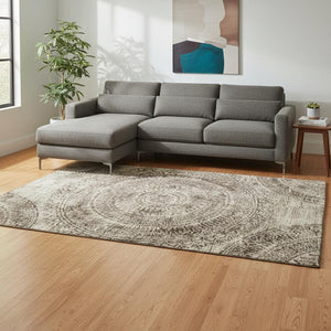 HomeRoots 10' Brown and Ivory Medallion Washable Area Rug with UV Protection – Durable, Stylish, Easy Care! 644898