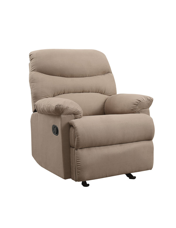 English Elm Arcadia Plush Microfiber Motion Recliner with Pillow-Top Arms, Smooth Latch Mechanism for Relaxation Light Brown 32 L x 31 W x 27 H B2726P256679