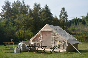 English Elm Inflatable Glamping Tent 4 Season Waterproof Air Beam Frame Shelter for 4 to 6 Persons Beige W640P244842
