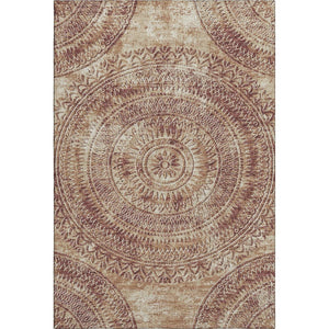 HomeRoots 8' X 10' Medallion Area Rug in Burnt Sienna & Ivory - Washable, UV-Protected, Durable Design for Home 644902