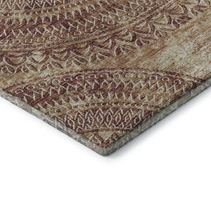 HomeRoots 8' X 10' Medallion Area Rug in Burnt Sienna & Ivory - Washable, UV-Protected, Durable Design for Home 644902