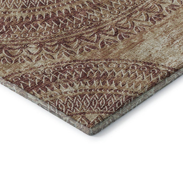 HomeRoots 8' X 10' Medallion Area Rug in Burnt Sienna & Ivory - Washable, UV-Protected, Durable Design for Home 644902