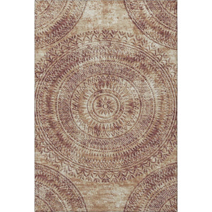 HomeRoots 8' X 10' Medallion Area Rug in Burnt Sienna & Ivory - Washable, UV-Protected, Durable Design for Home 644902