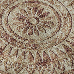 HomeRoots 9' X 12' Burnt Sienna Ivory Medallion Area Rug - Washable, Stain-Resistant, UV Protected & Stylish 644903