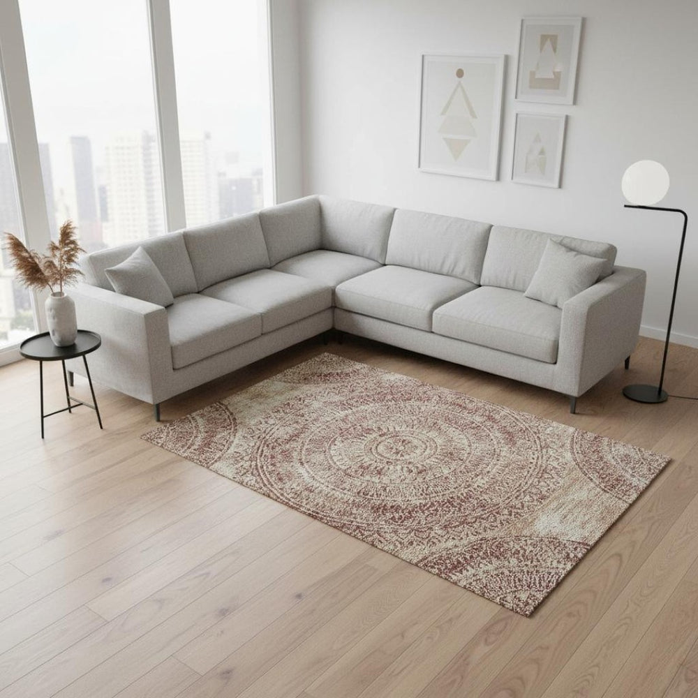 HomeRoots 9' X 12' Burnt Sienna Ivory Medallion Area Rug - Washable, Stain-Resistant, UV Protected & Stylish 644903