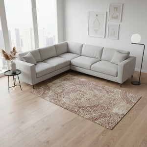 HomeRoots 9' X 12' Burnt Sienna Ivory Medallion Area Rug - Washable, Stain-Resistant, UV Protected & Stylish 644903