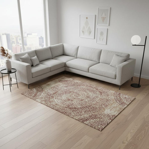 HomeRoots 10' X 14' Burnt Sienna Medallion Area Rug - Washable, UV Protected, Stain Resistant for Any Space 644904