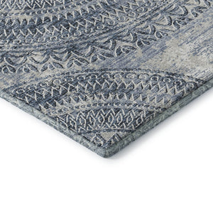 HomeRoots 8' X 10' Blue And Ivory Medallion Area Rug - Stylish, Machine Washable, UV Protected for Any Space 644908