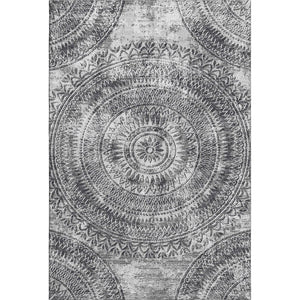HomeRoots 8' X 10' Gray and Ivory Medallion Area Rug - Washable, Durable, UV-Protected for Stylish Homes 644914