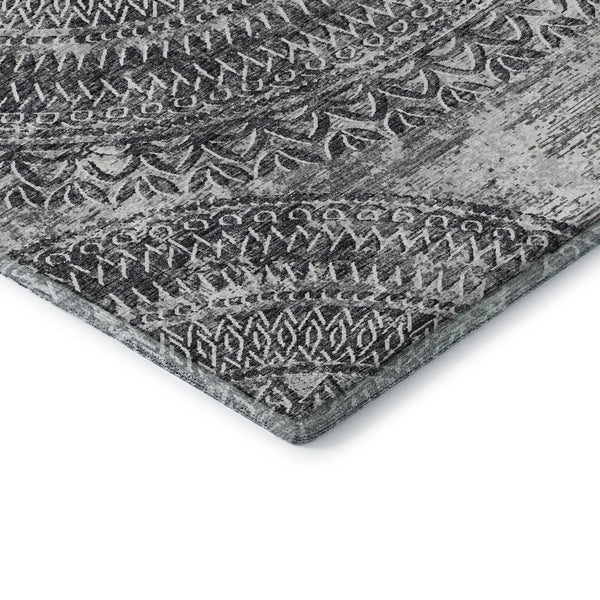 HomeRoots 9' X 12' Gray and Ivory Medallion Area Rug - Washable, Stain-Resistant, UV Protected for Families 644915