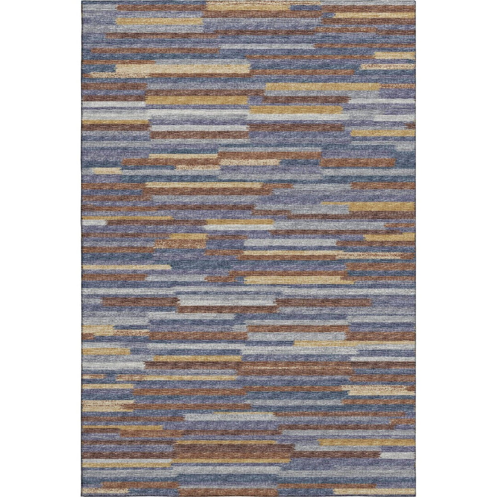 HomeRoots 5' X 8' Stylish Blue Gold Brown Abstract Area Rug – Washable, Stain-Resistant & UV Protected! 644924