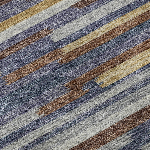 HomeRoots 9' X 12' Abstract Area Rug in Blue, Gold & Brown - Washable, UV Protected, Perfect for Family Spaces 644927