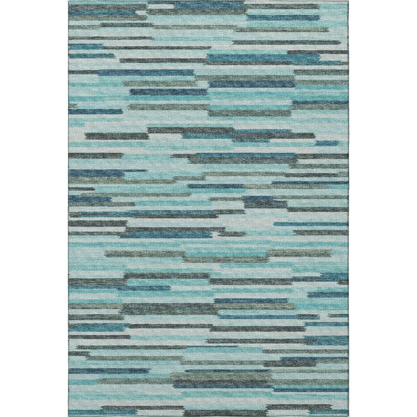 HomeRoots 5' X 8' Modern Abstract Area Rug in Turquoise Teal Blue & Gray - Washable with UV Protection! 644930