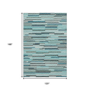 HomeRoots 10' Abstract Turquoise and Gray Washable Area Rug with UV Protection - Perfect for High-Traffic Spaces! 644934