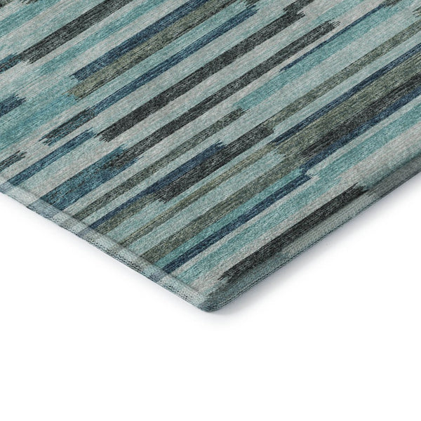 HomeRoots 10' Abstract Turquoise and Gray Washable Area Rug with UV Protection - Perfect for High-Traffic Spaces! 644934