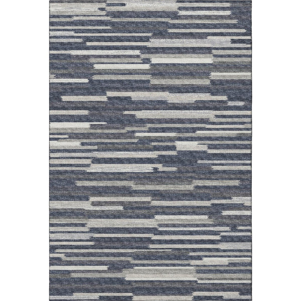 HomeRoots 5' X 8' Washable Gray Charcoal & Ivory Abstract Area Rug with UV Protection for Modern Spaces 644936