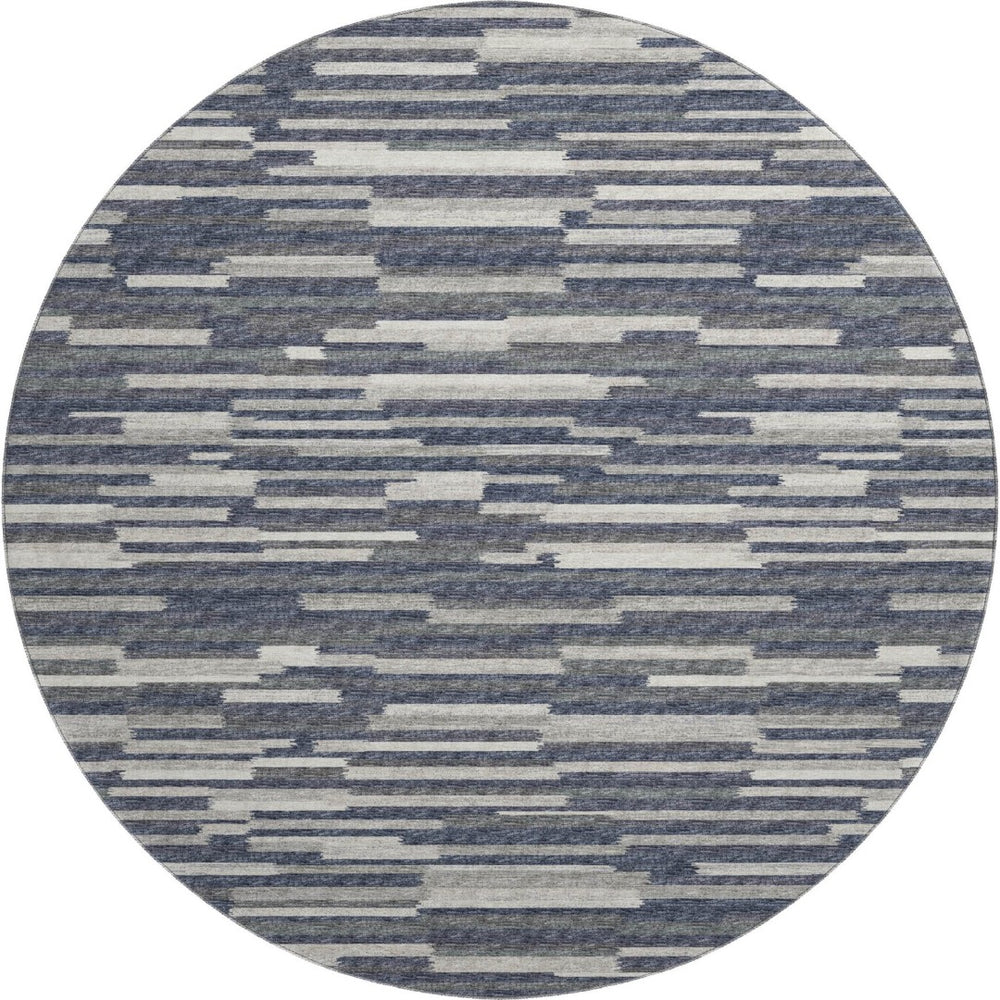 HomeRoots 8' Modern Abstract Gray Charcoal & Ivory Round Rug - Washable, UV Protected, Durable & Stylish! 644937