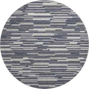HomeRoots 8' Modern Abstract Gray Charcoal & Ivory Round Rug - Washable, UV Protected, Durable & Stylish! 644937