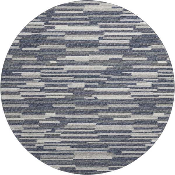 HomeRoots 8' Modern Abstract Gray Charcoal & Ivory Round Rug - Washable, UV Protected, Durable & Stylish! 644937